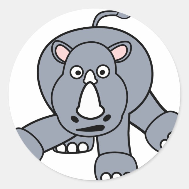 Cute Rhino Design Classic Round Sticker (Front)