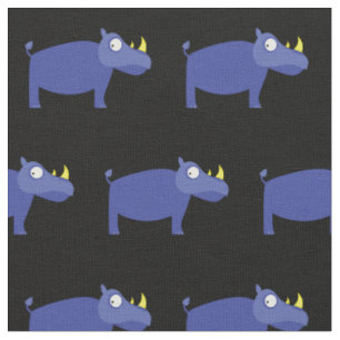 Cute Rhino Kid Baby Nursery Black Rhinoceros Fabric