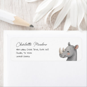 Cute Rhino Safari Return Address Labels