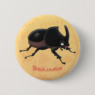Cute rhinoceros beetle cartoon illustration 6 cm round badge