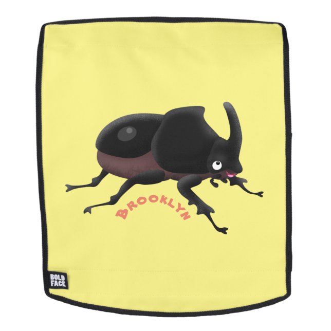 Cute rhinoceros beetle cartoon illustration backpack (Removable Face)