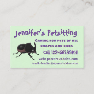 Cute rhinoceros beetle cartoon illustration business card