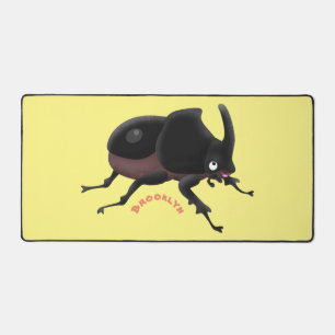 Cute rhinoceros beetle cartoon illustration desk mat