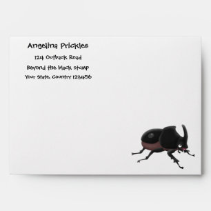 Cute rhinoceros beetle cartoon illustration envelope