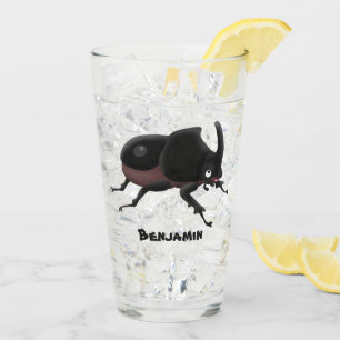 Cute rhinoceros beetle cartoon illustration glass
