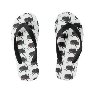 Cute rhinoceros beetle cartoon illustration kid's jandals