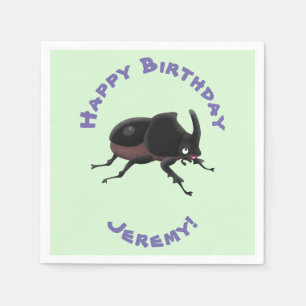 Cute rhinoceros beetle cartoon illustration napkin