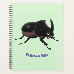 Cute rhinoceros beetle cartoon illustration planner