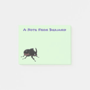 Cute rhinoceros beetle cartoon illustration post-it notes