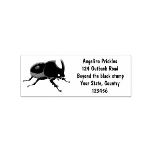 Cute rhinoceros beetle cartoon illustration rubber stamp