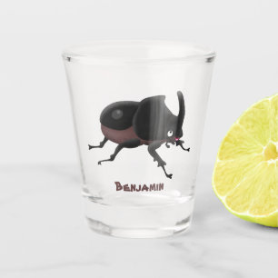Cute rhinoceros beetle cartoon illustration shot glass