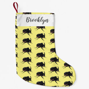 Cute rhinoceros beetle cartoon illustration small christmas stocking