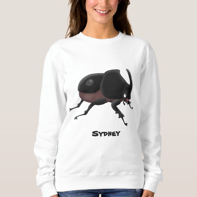 Cute rhinoceros beetle cartoon illustration sweatshirt (Front)