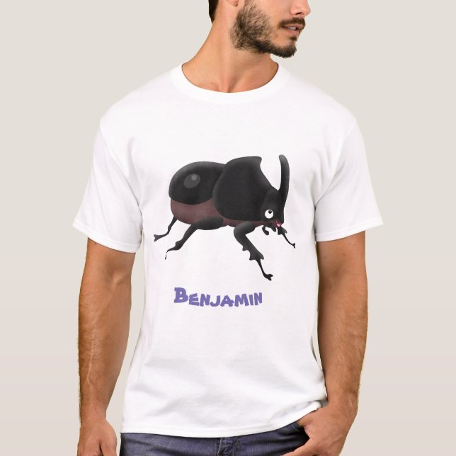 Cute rhinoceros beetle cartoon illustration T-Shirt (Front)