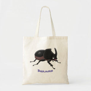 Cute rhinoceros beetle cartoon illustration tote bag