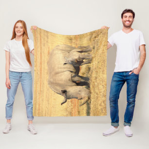 Cute rhinoceros in africa fleece blanket