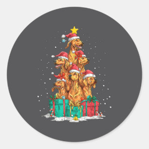 Cute Rhodesian Ridgeback Le Dog Christmas Tree Xma Classic Round Sticker