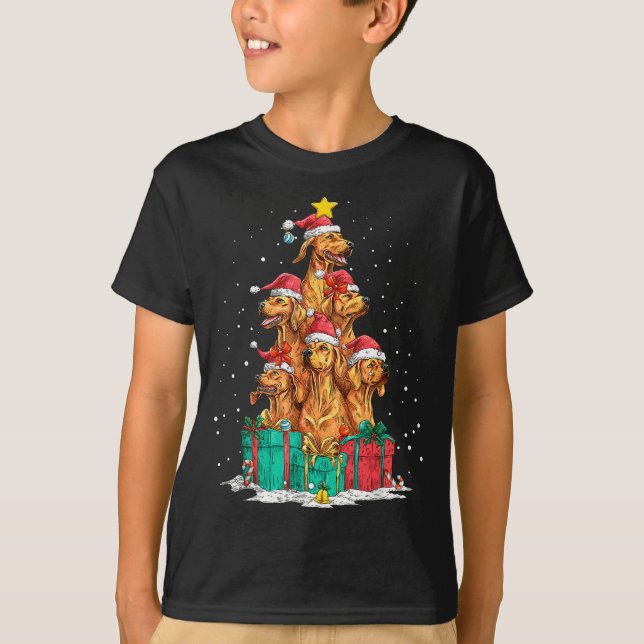 Cute Rhodesian Ridgeback Le Dog Christmas Tree Xma T-Shirt (Front)