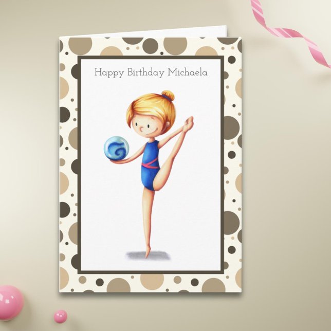 Cute Rhythmic Gymnast with Ball Happy Birthday Card (Creator Uploaded)