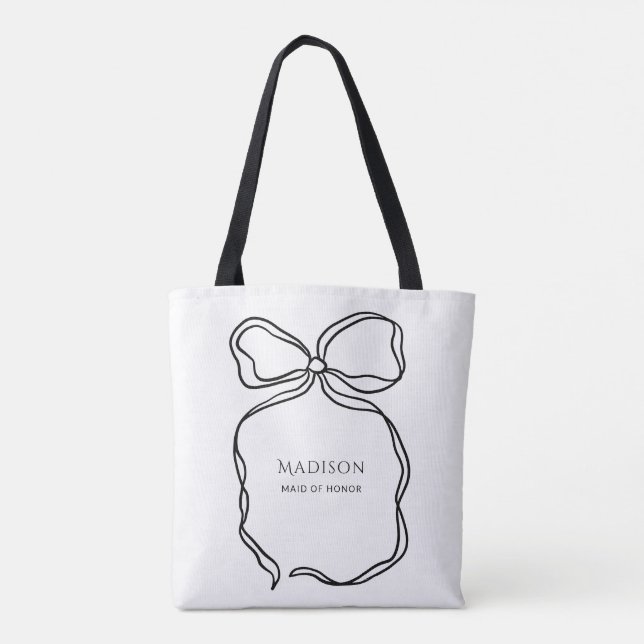 Cute Ribbon Doodle Personalised Maid Of Honour Gif Tote Bag (Back)