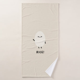 cute rice character minimal kawaii funny rice desi bath towel