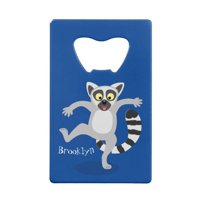 Cute ring tail lemur dancing cartoon illustration (Front)