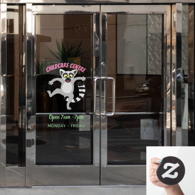 Cute ring tail lemur dancing cartoon illustration (Office Door)