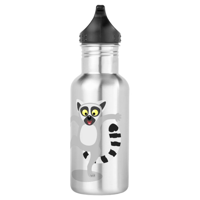 Cute ring tail lemur dancing cartoon illustration 532 ml water bottle (Right)