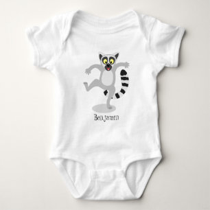 Cute ring tail lemur dancing cartoon illustration baby bodysuit