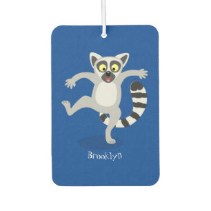 Cute ring tail lemur dancing cartoon illustration  car air freshener