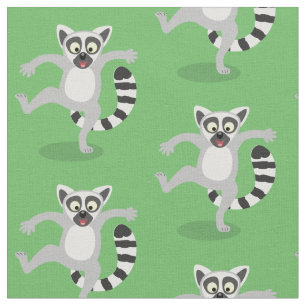 Cute ring tail lemur dancing cartoon illustration fabric