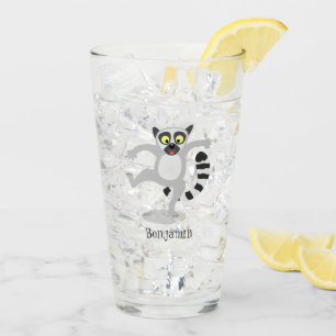 Cute ring tail lemur dancing cartoon illustration glass