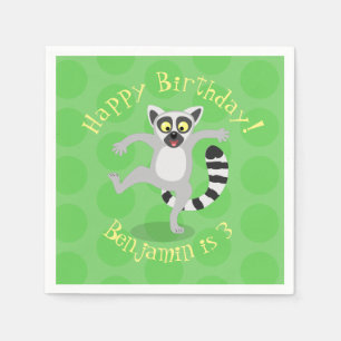 Cute ring tail lemur dancing cartoon illustration napkin
