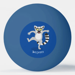 Cute ring tail lemur dancing cartoon illustration ping pong ball