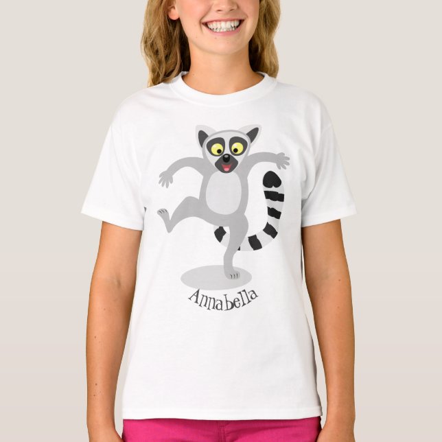 Cute ring tail lemur dancing cartoon illustration T-Shirt (Front)
