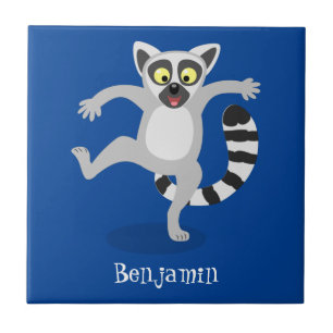 Cute ring tail lemur dancing cartoon illustration tile