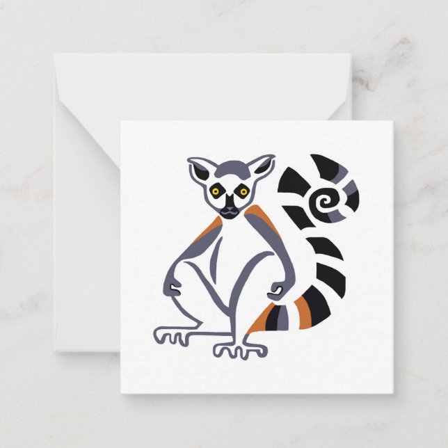 Cute Ring-tailed Lemur - Endangered animal - Card (Front)
