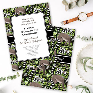Cute Ring-Tailed Lemurs Madagascar Jungle Party Invitation