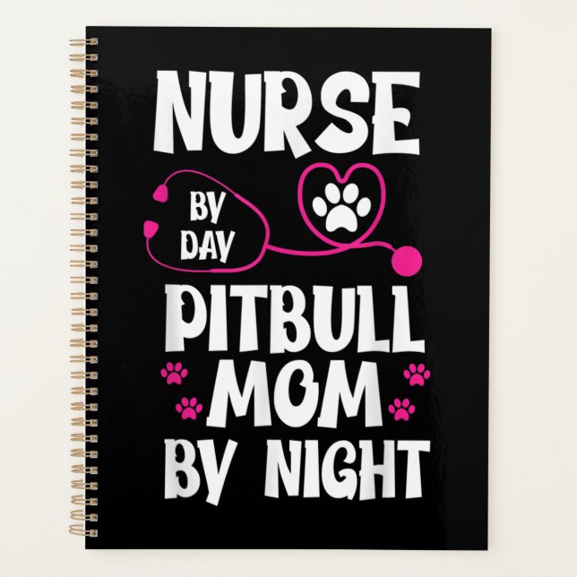 Cute RN Nurse Pit Bull Mum Paw Dog Puppy Lover Planner (Front)