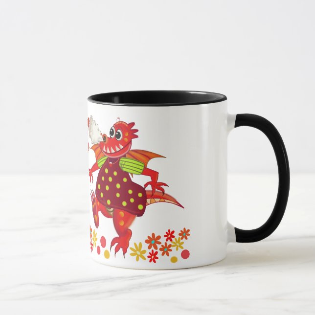 Cute Roamantic cartoon Mug Dragons in Love (Right)