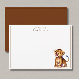 Cute Roaring Lion Safari Wild Nursery Thank You Card