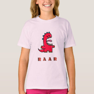 Cute Roaring Red Dinosaur RAAR Kids T-Shirt