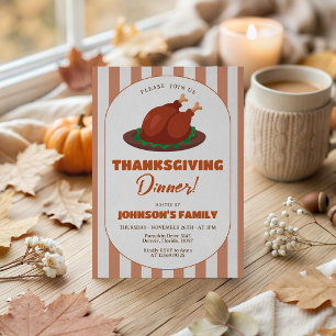 Cute Roast Turkey Thanksgiving Dinner Invite