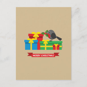 Cute Robin And The Four Colourful Gifts Postcard