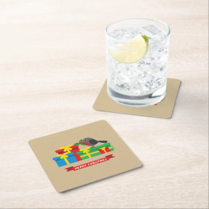 Cute Robin And The Four Colourful Gifts Square Paper Coaster