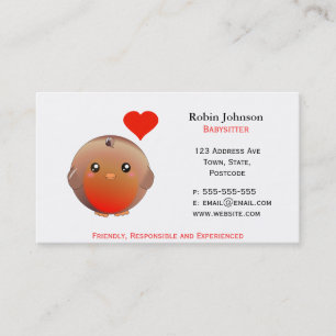 Cute Robin Bird childcare / animal care Business Card