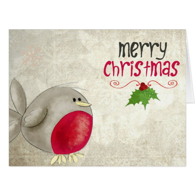 Cute Robin Christmas Card (Front Horizontal)
