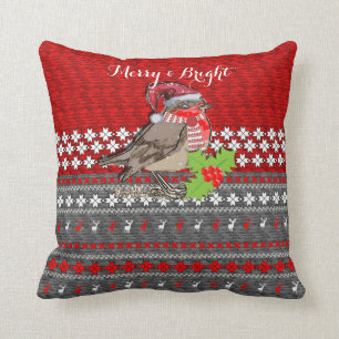 Cute Robin Christmas Themed Home Decor Cushion