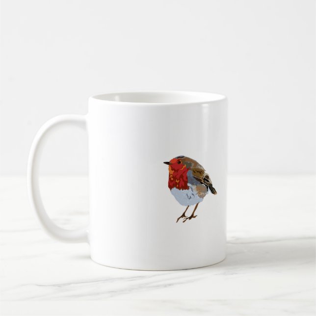 Cute Robin Drawing Coffee Mug (Left)