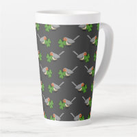 Cute Robin with Shamrock Clover Cartoon